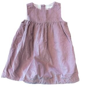 Burberry Children Girls Dress Size 12 Months Pink Corduroy Pinafore Button Back